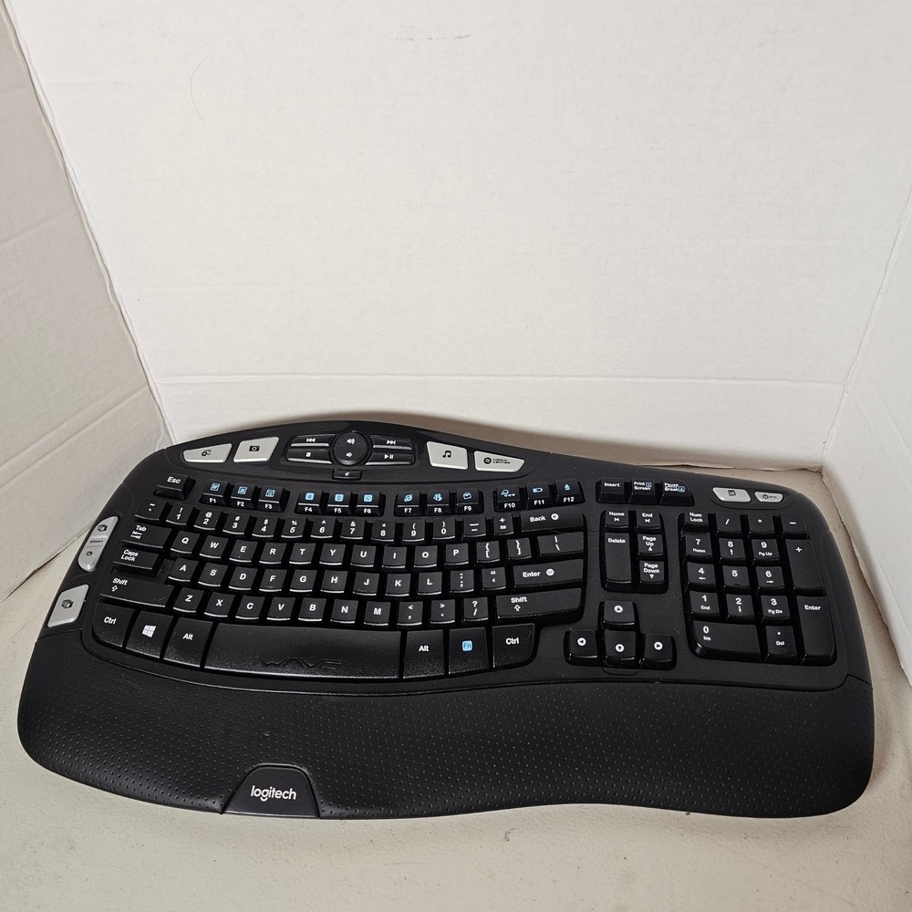 Logitech K350 Wireless Wave Ergonomic Keyboard Media Keys 920-002546 No Dongle
